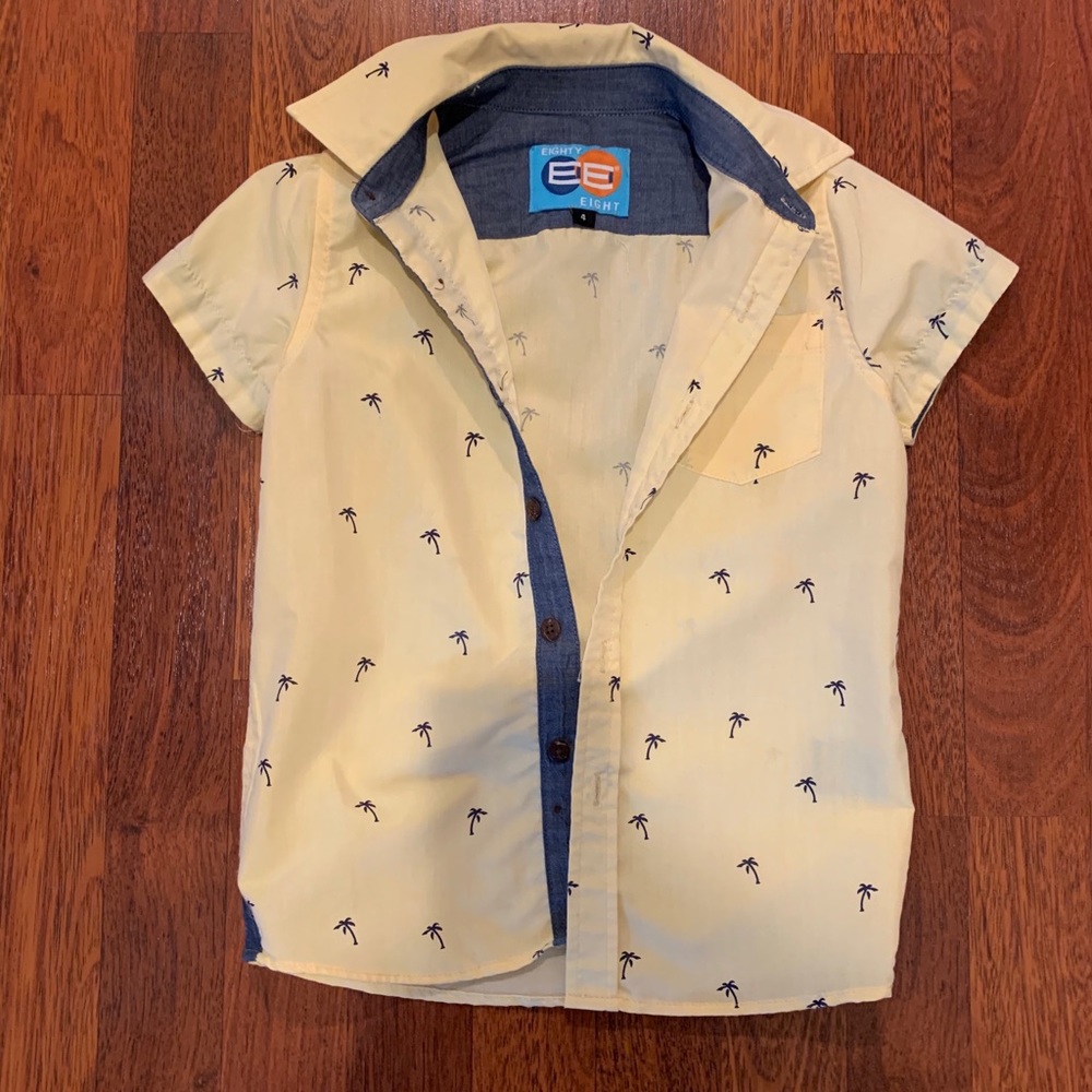 Palm tree button shirt (pale yellow)